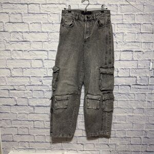 Gray Cargo baggy jeans love for humanity‎ size 5/27 grunge retro y2k